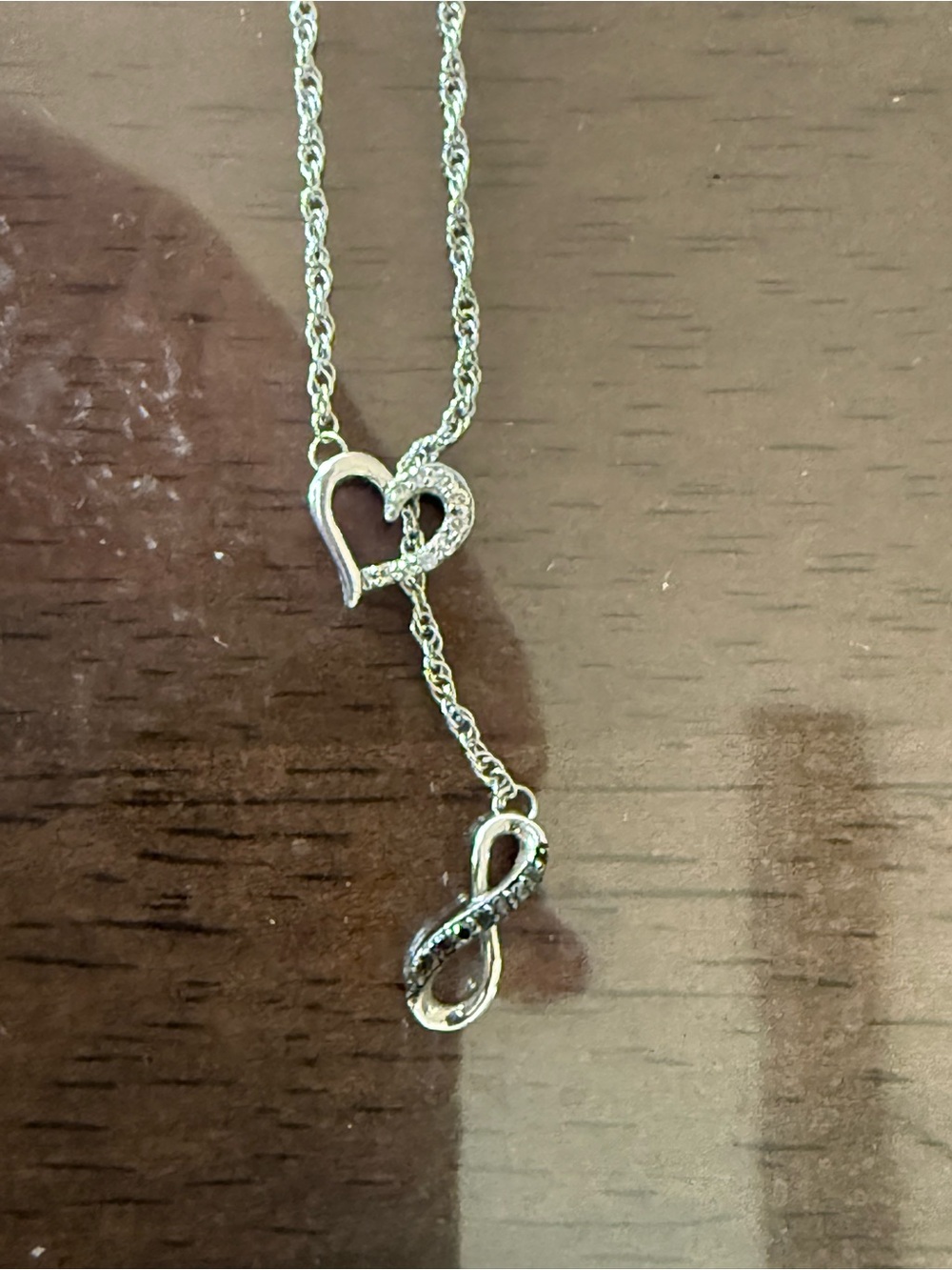 Silver Heart and Infinity Lariat Necklace - Women Jewelry